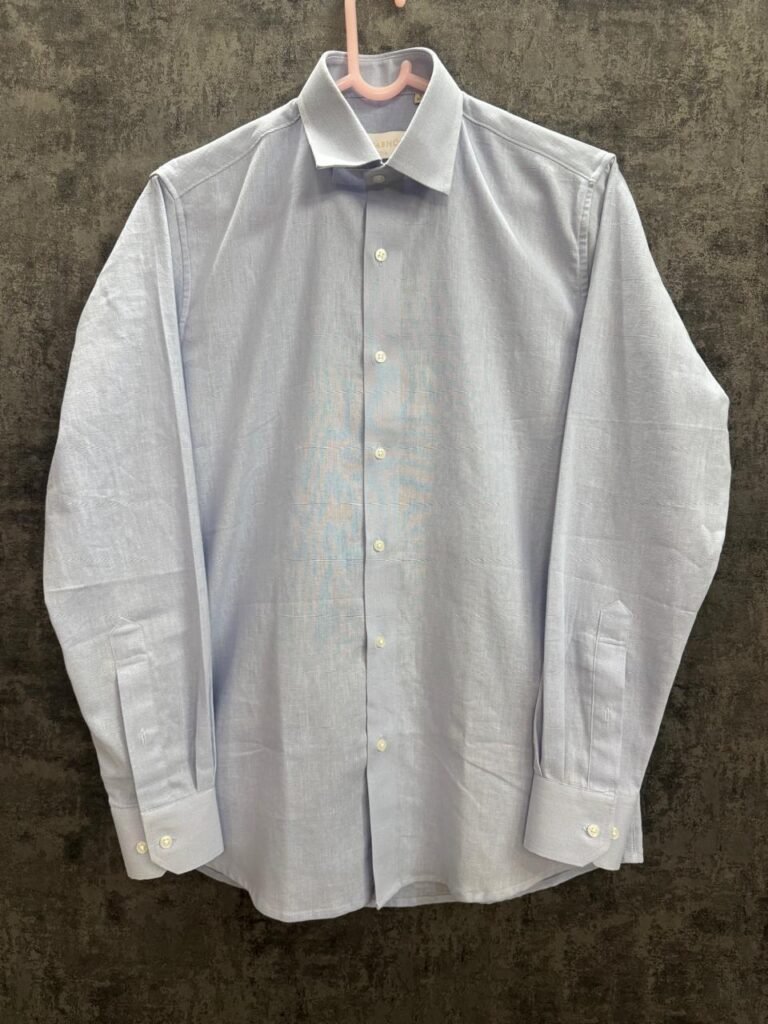 Pure Linen Solid Dust Blue Shirt