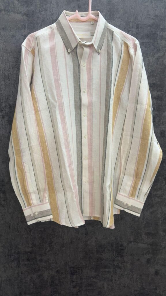 Powder Pink Yellow Multi Stripe Shirt